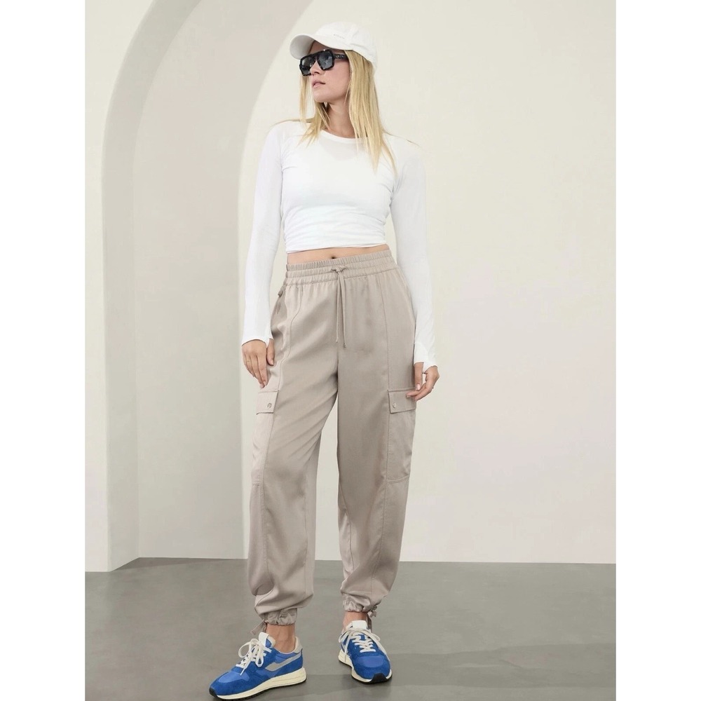 Athleta Cargo Utility Pant NWT Sz XL Beige Modal Tencel Celestial Jogger